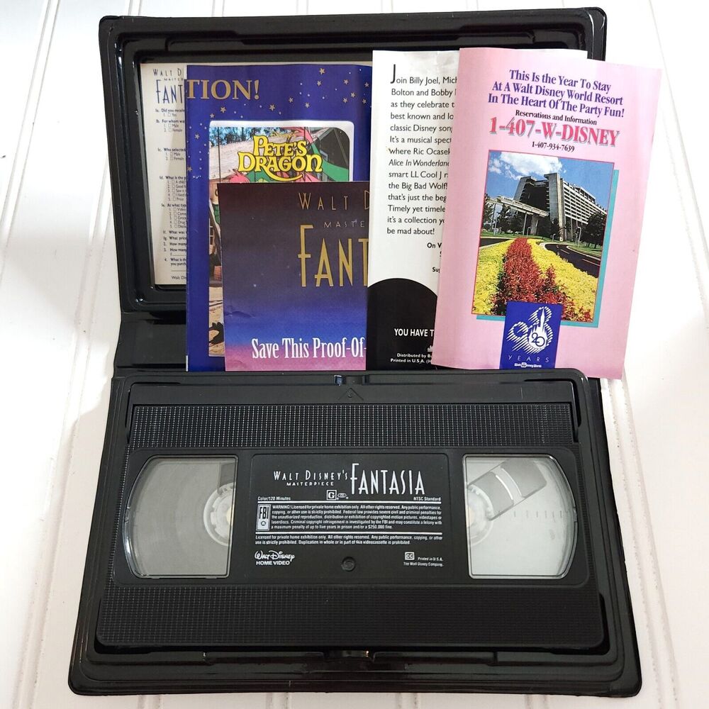 6 WALT DISNEY Masterpiece VHS tapes Fantasia Snow White Poppins FOX Anastasia - Picture 2 of 8